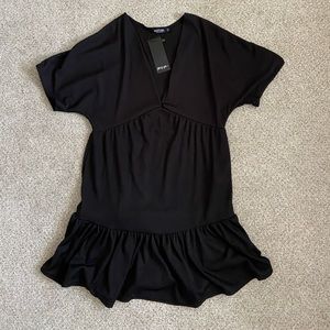 Nasty Gal Ribbed Black Mini Dress